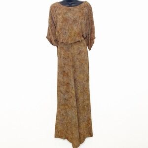 TIENDA HO 2 PIECE WIDE LEG PANTS SET WOMENS ONE SIZE BOTANICAL BOHO LAGENLOOK